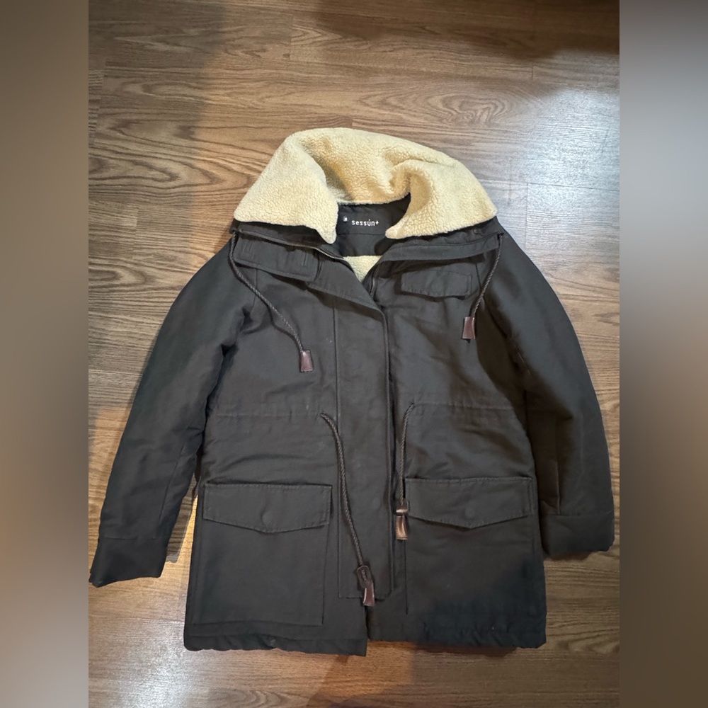 Grey Parka with Tan Lining